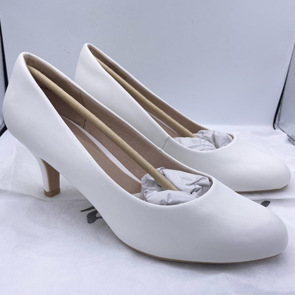 ANKIS low heel comfortable womens white pumps Size 8 - Picture 8 of 15